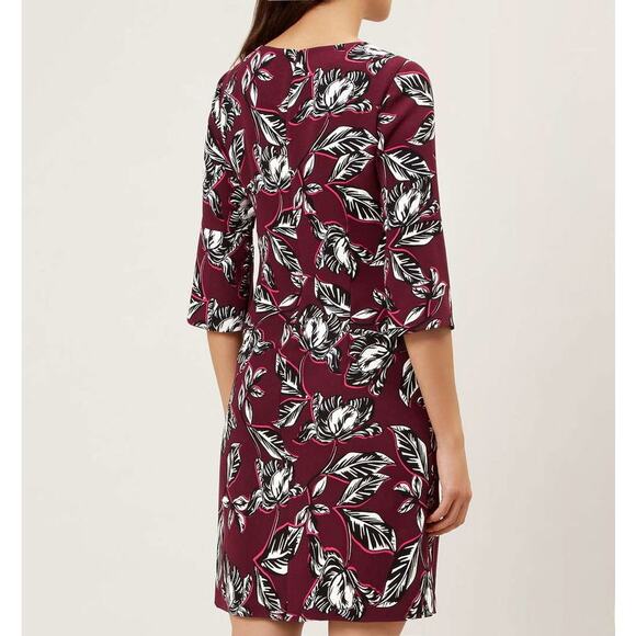 Hobbs London Layla Floral Shift Mini Dress Size 8 Burgundy Red - Picture 3 of 11